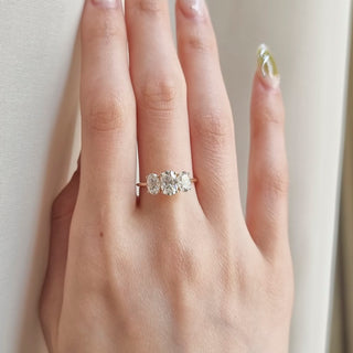 1.0 CT Oval Cut Three Stone Style Moissanite Engagement Ring