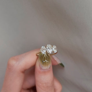 1.0 CT Oval Cut Three Stone Style Moissanite Engagement Ring