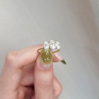 1.0 CT Oval Cut Three Stone Style Moissanite Engagement Ring