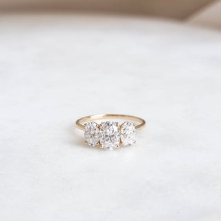 1.0 CT Oval Cut Three Stone Style Moissanite Engagement Ring