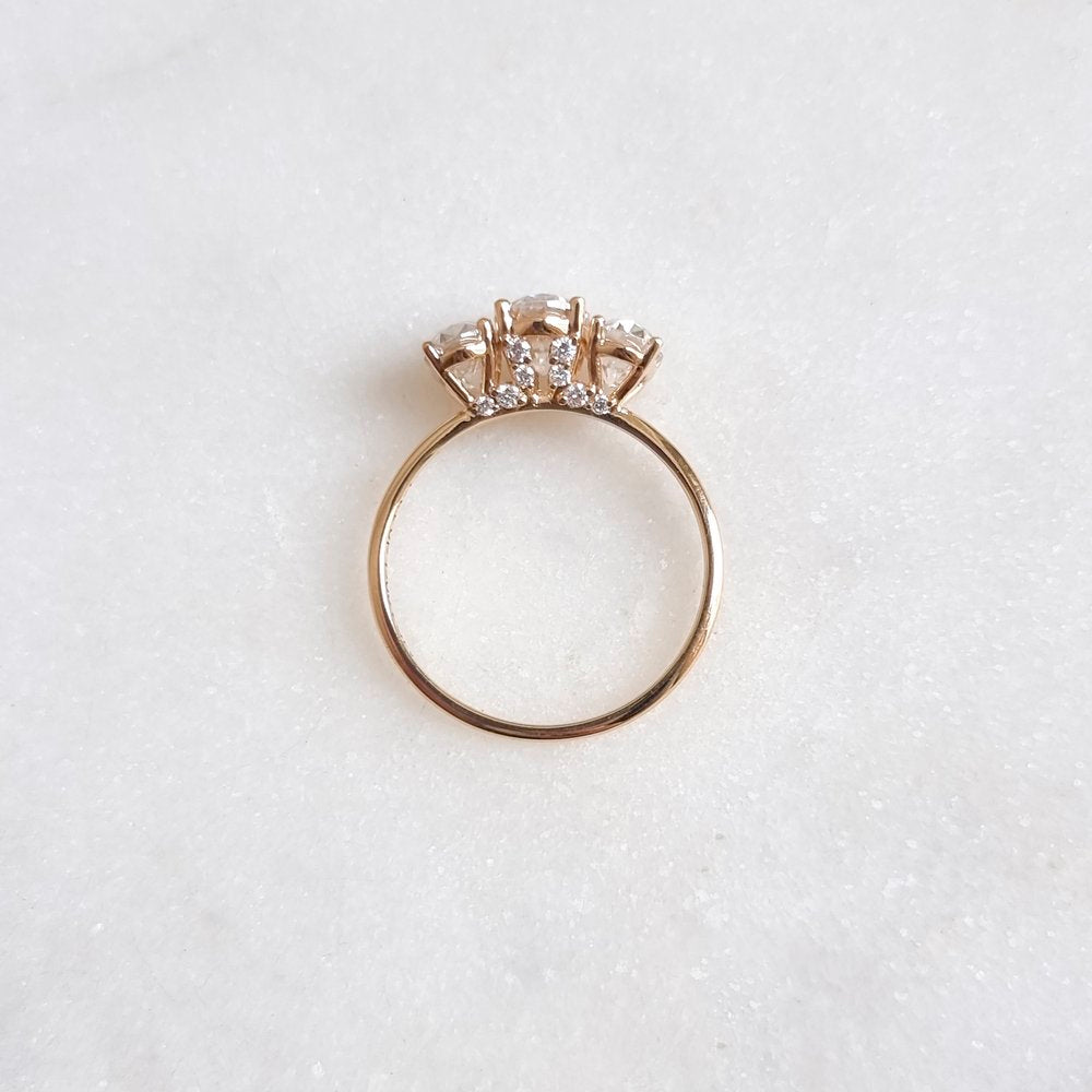 1.0 CT Oval Cut Three Stone Style Moissanite Engagement Ring