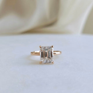 3.0 CT  Emerald Cut Hidden Halo Moissanite Engagement Ring