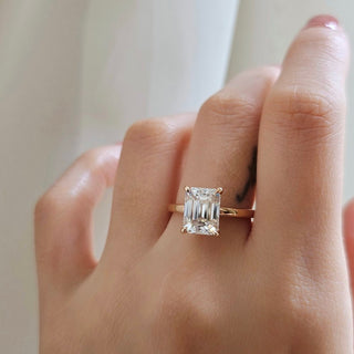 3.0 CT  Emerald Cut Hidden Halo Moissanite Engagement Ring