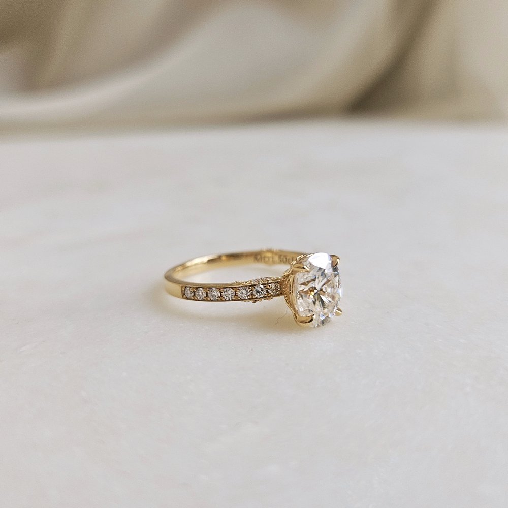 1.50 CT Oval Cut Pave Moissanite Engagement Ring