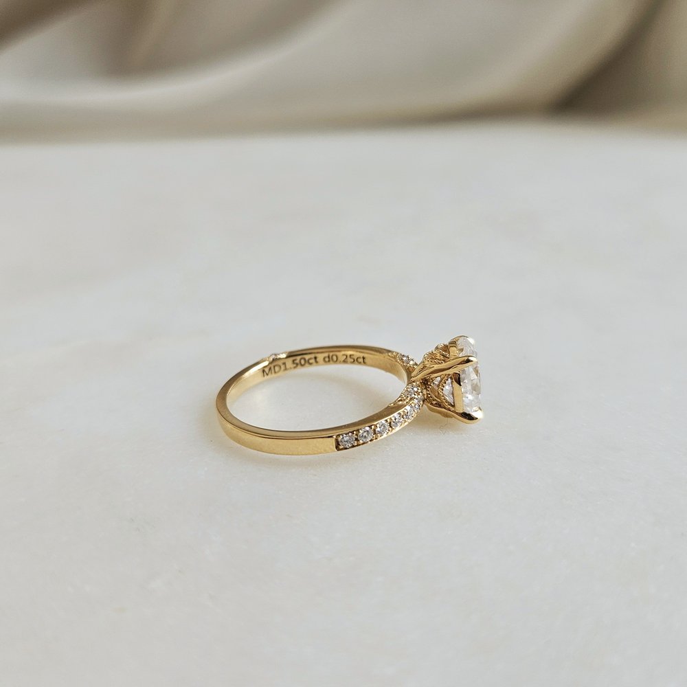 1.50 CT Oval Cut Pave Moissanite Engagement Ring