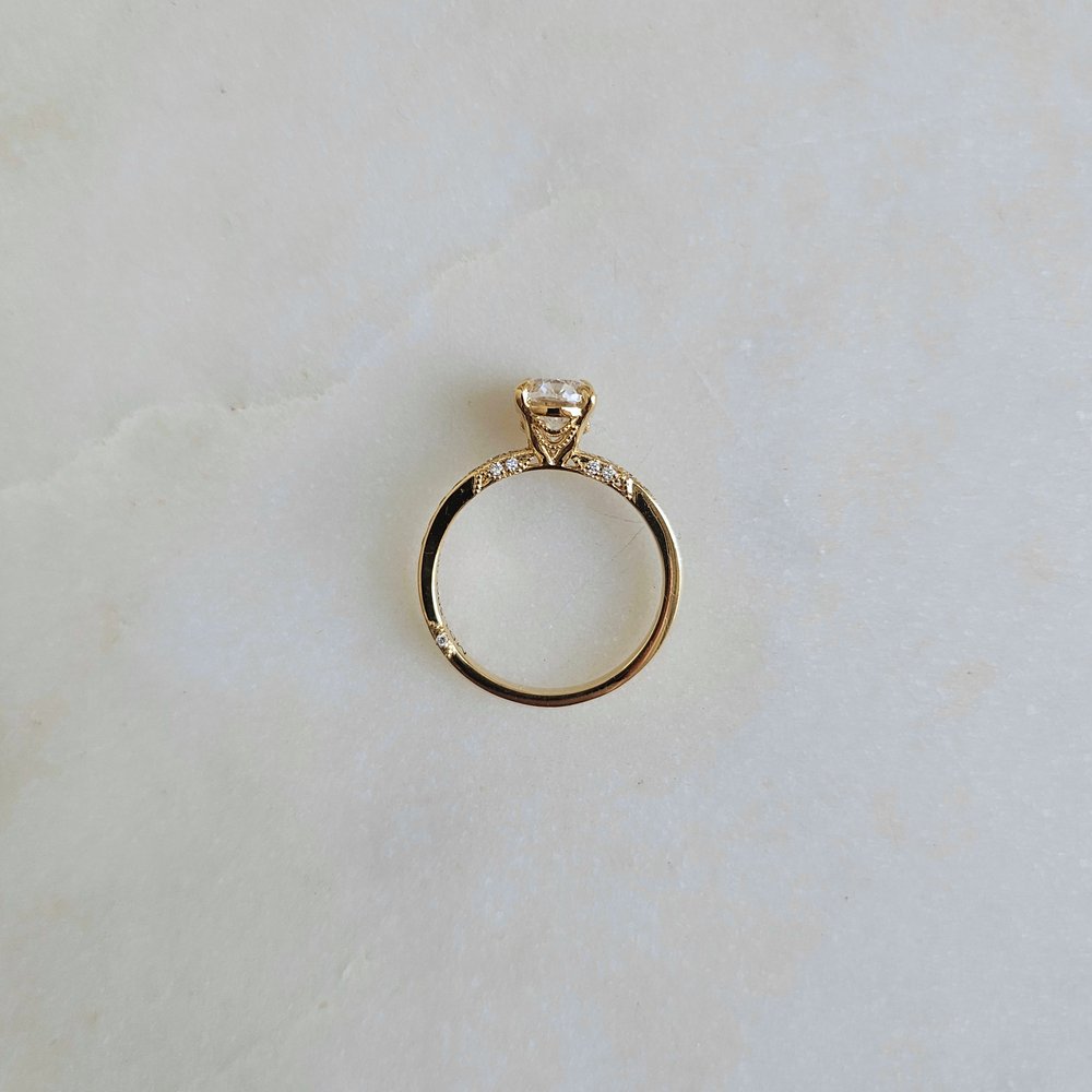 1.50 CT Oval Cut Pave Moissanite Engagement Ring