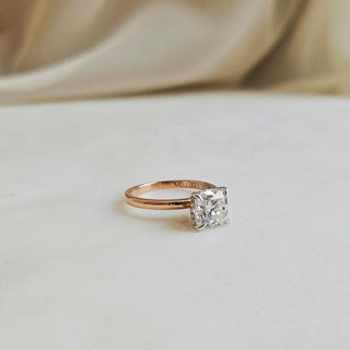 2.0 CT Cushion Cut Hidden Halo Moissanite Engagement Ring