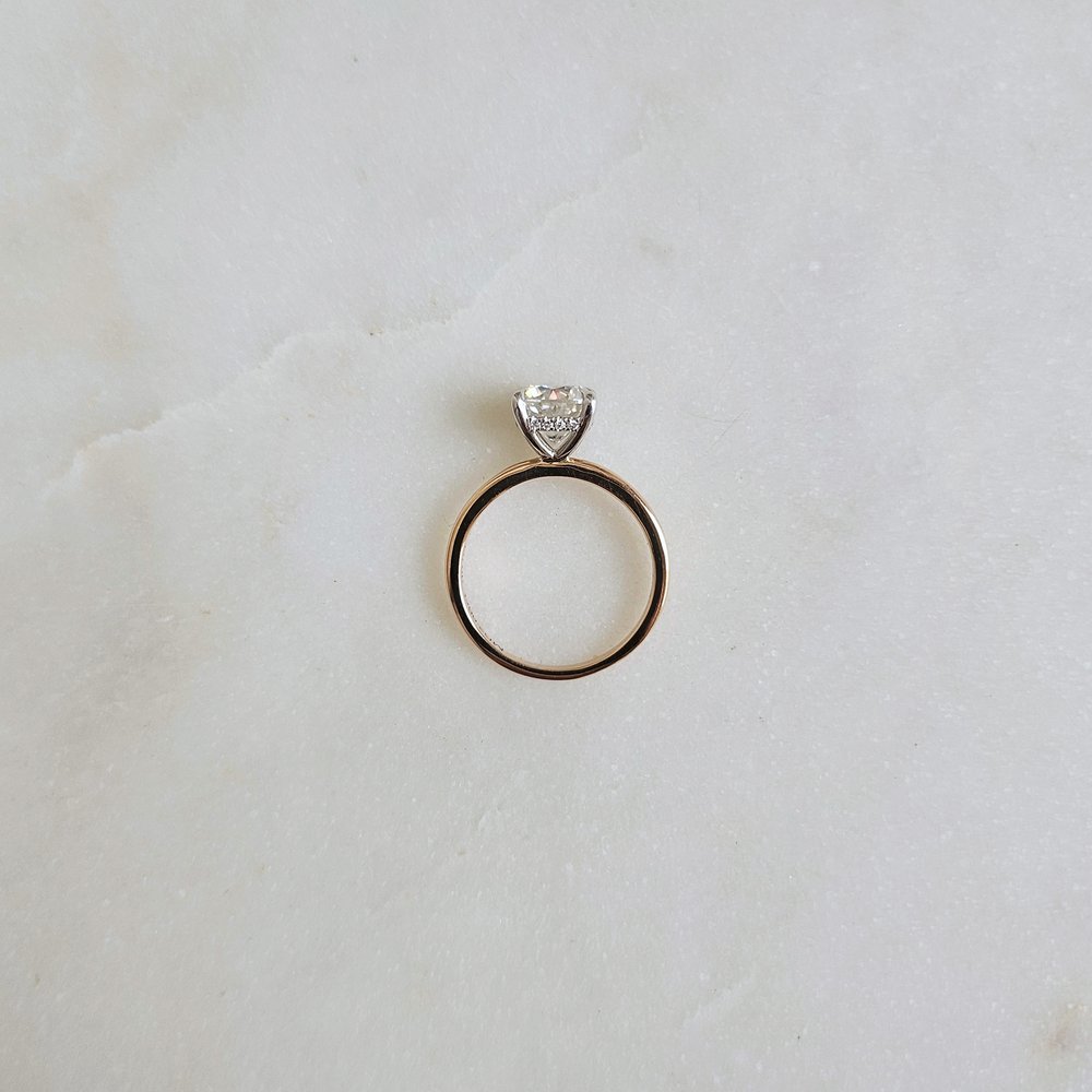 2.0 CT Cushion Cut Hidden Halo Moissanite Engagement Ring