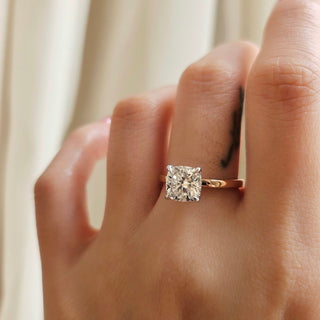 2.0 CT Cushion Cut Hidden Halo Moissanite Engagement Ring