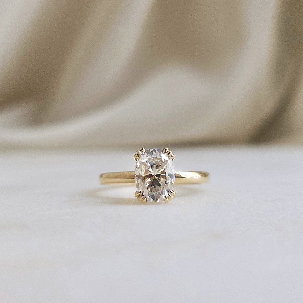 1.50 CT Elongated Cushion Cut Solitaire Moissanite Engagement Ring