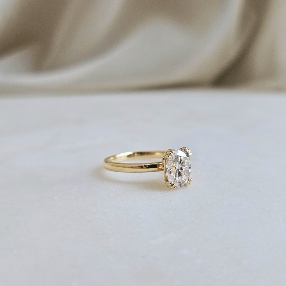 1.50 CT Elongated Cushion Cut Solitaire Moissanite Engagement Ring