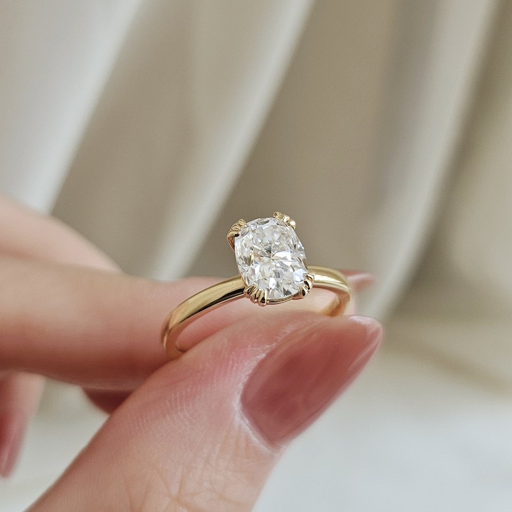 1.50 CT Elongated Cushion Cut Solitaire Moissanite Engagement Ring