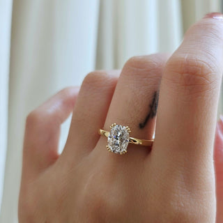 1.50 CT  Elongated Cushion Cut Solitaire Moissanite Engagement Ring