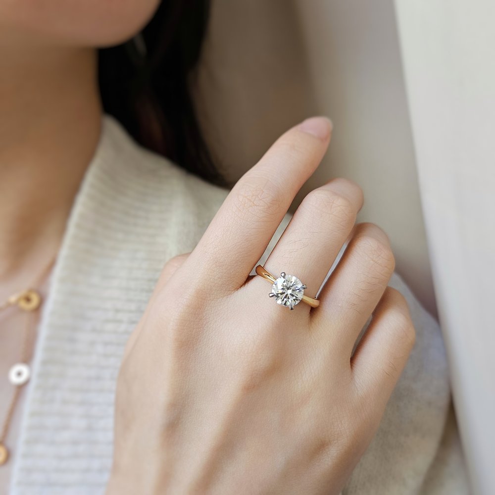 2.0 CT Round Cut Solitaire Moissanite Engagement Ring