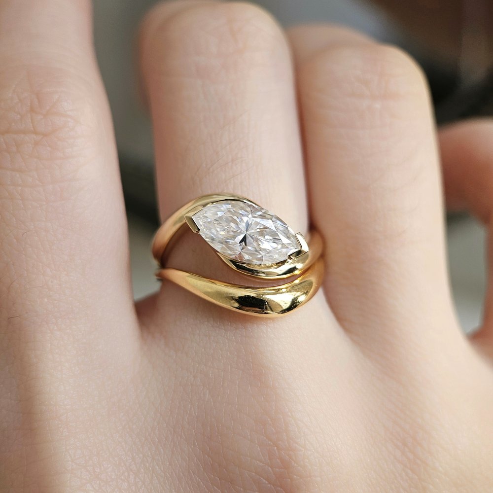 2.0 CT Marquise Cut Unique Solitaire Moissanite Engagement Ring