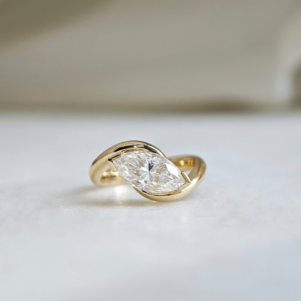 2.0 CT Marquise Cut Unique Solitaire Moissanite Engagement Ring
