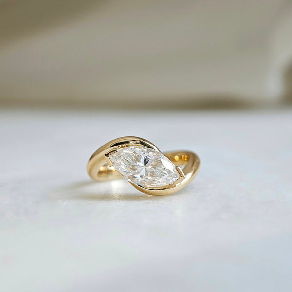 2.0 CT Marquise Cut Unique Solitaire Moissanite Engagement Ring