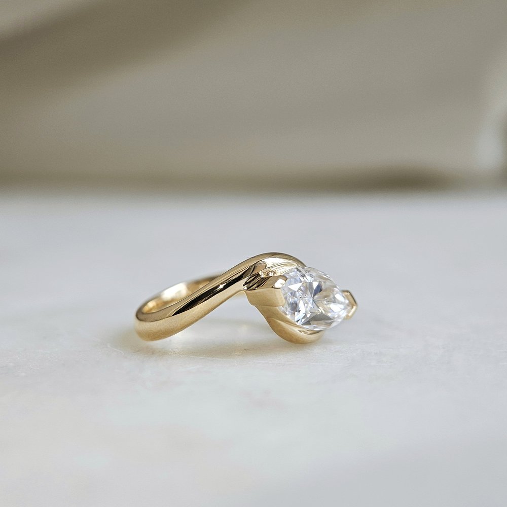 2.0 CT Marquise Cut Unique Solitaire Moissanite Engagement Ring