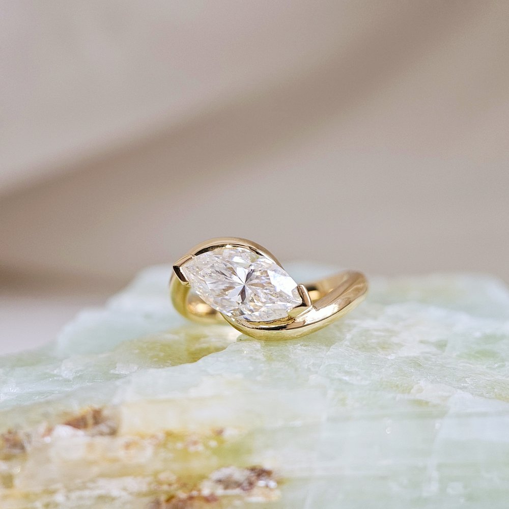 2.0 CT Marquise Cut Unique Solitaire Moissanite Engagement Ring