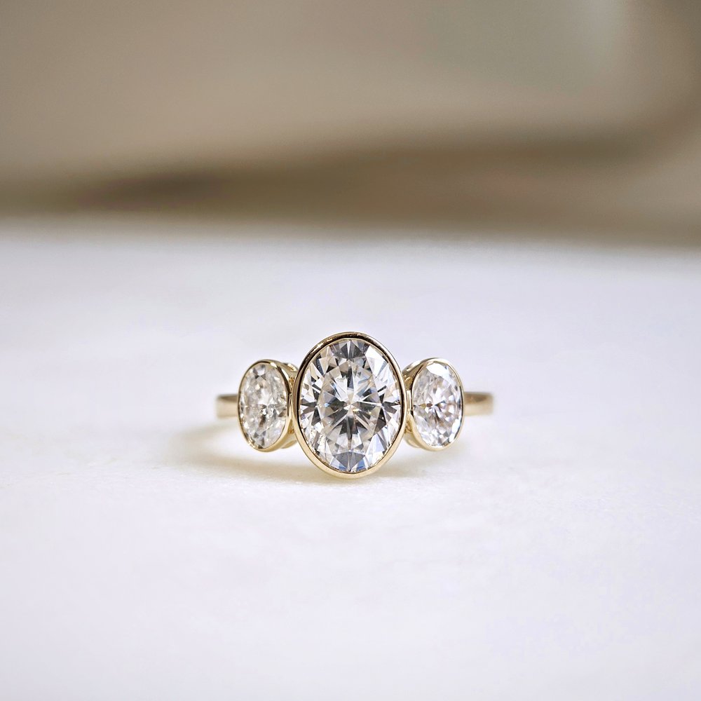 4.0 CT Oval Cut Three Stone Moissanite Engagement Ring
