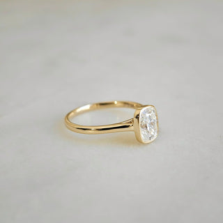 1.50 CT  Cushion Cut Solitaire Bezel Style Moissanite Engagement Ring