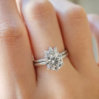 2.0 CT Round Cut Solitaire Moissanite Engagement Ring