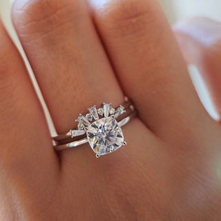 2.0 CT Cushion Cut Solitaire Moissanite Engagement Ring