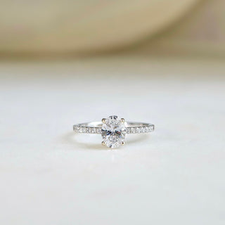 1.50 CT Oval Cut Pave Moissanite Engagement Ring