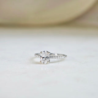 1.50 CT Oval Cut Pave Moissanite Engagement Ring