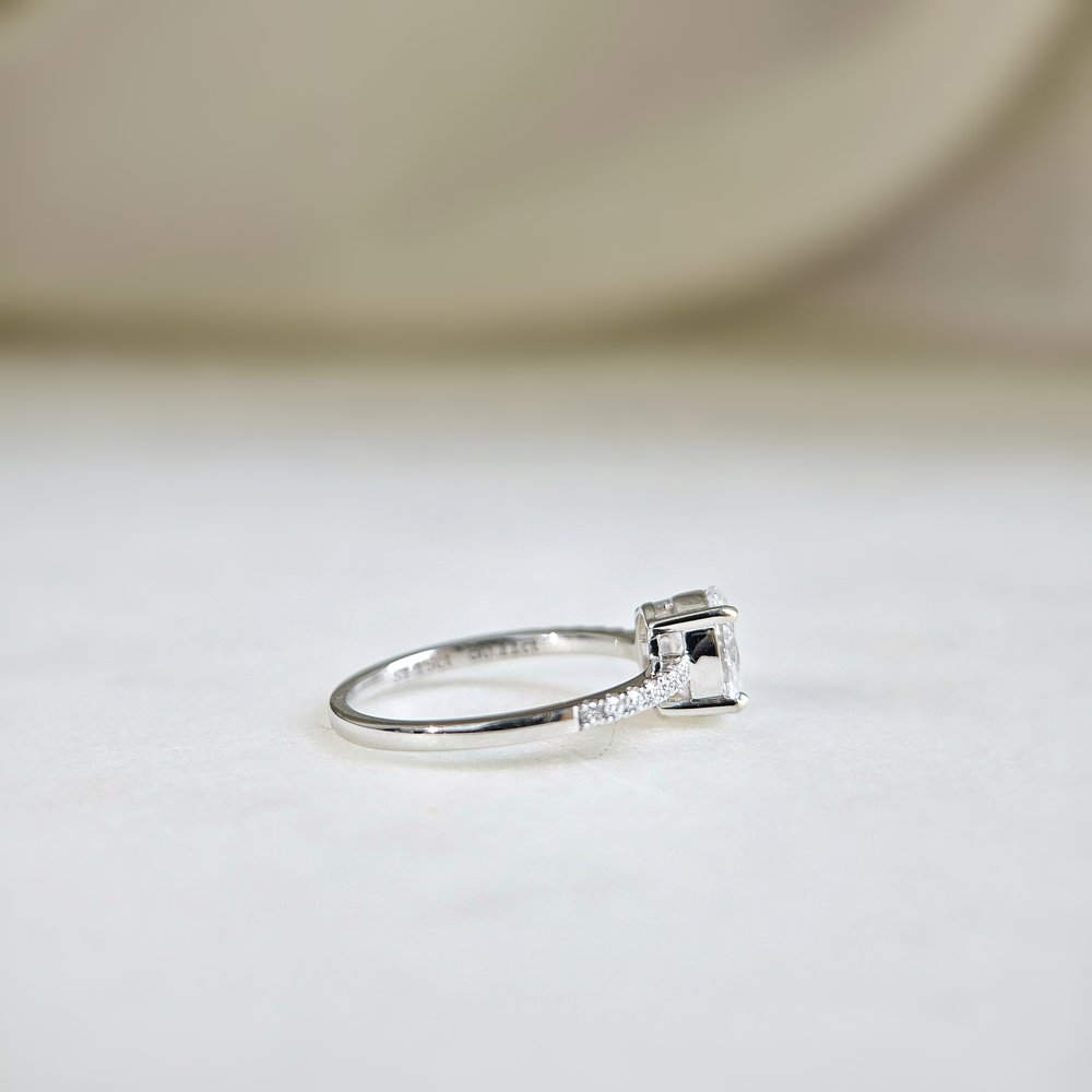 1.50 CT Oval Cut Pave Moissanite Engagement Ring