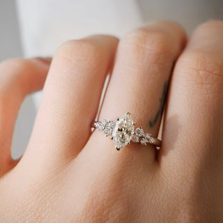1.01 CT Marquise Cut Three Stone Moissanite Engagement Ring