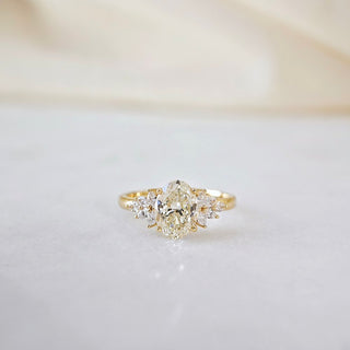 2.10 CT Oval Cut Cluster Moissanite Engagement Ring