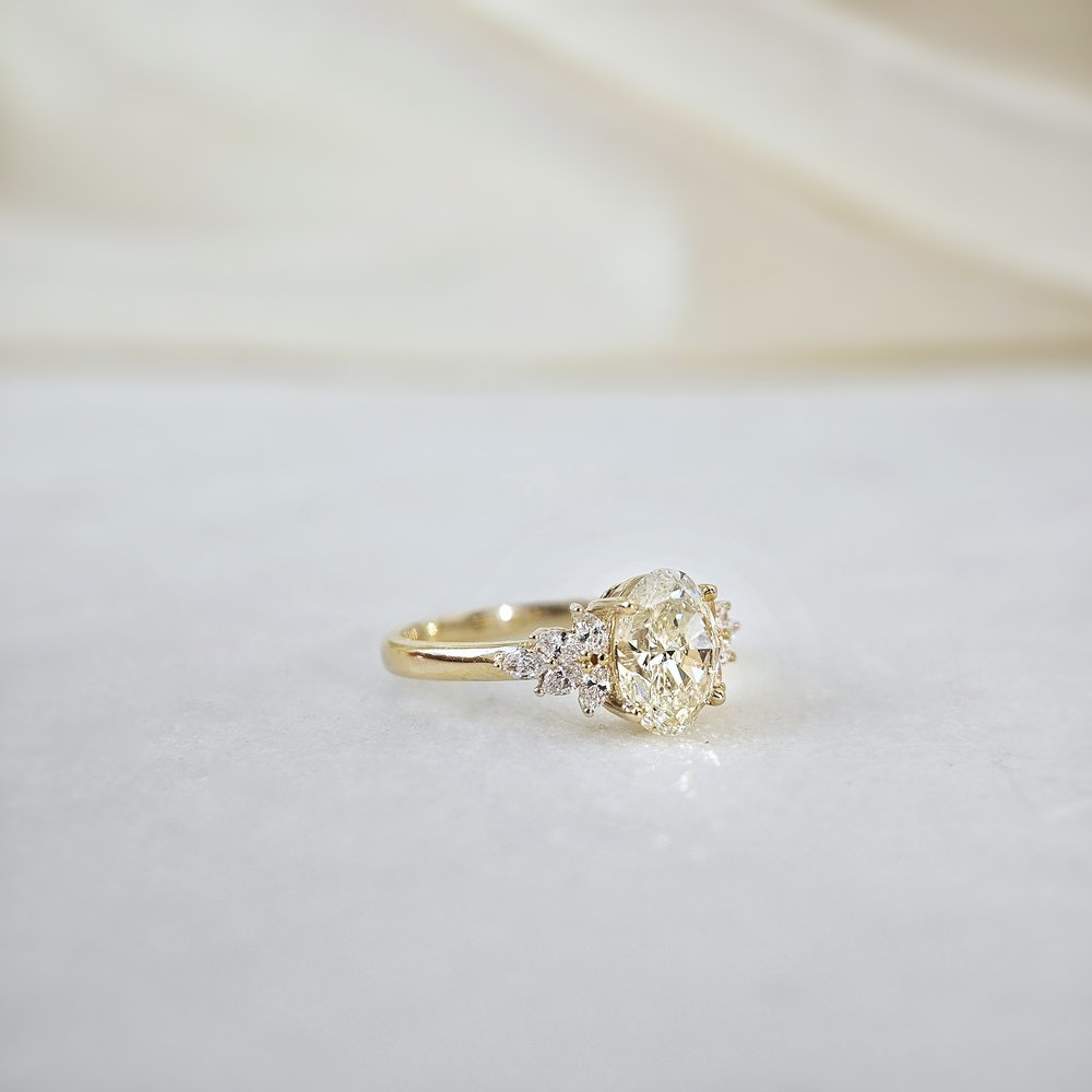 2.10 CT Oval Cut Cluster Moissanite Engagement Ring