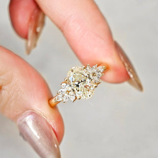 2.10 CT Oval Cut Cluster Moissanite Engagement Ring