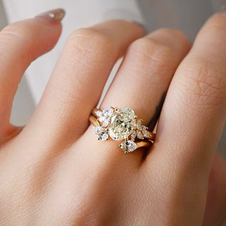 2.10 CT Oval Cut Cluster Moissanite Engagement Ring