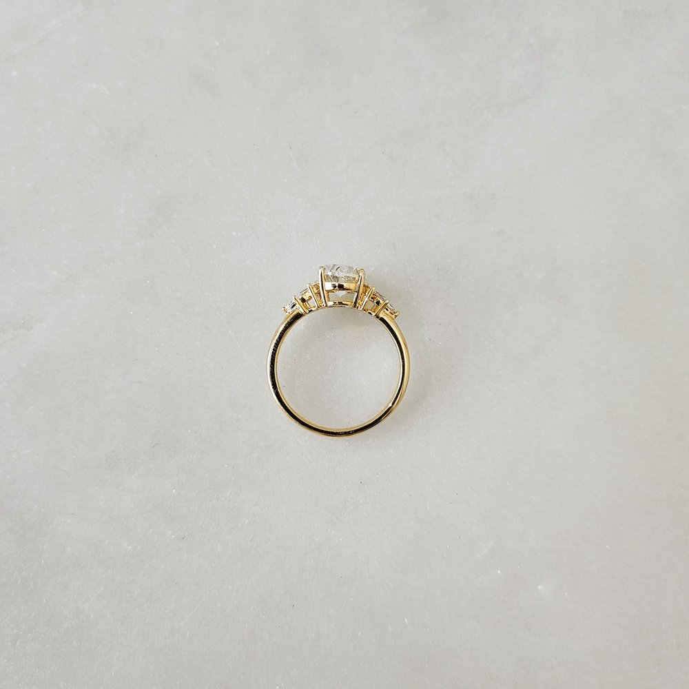 2.10 CT Oval Cut Cluster Moissanite Engagement Ring