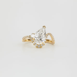 1.81 - 3.0 CT Pear Lab Grown Diamond Unique Engagement Ring