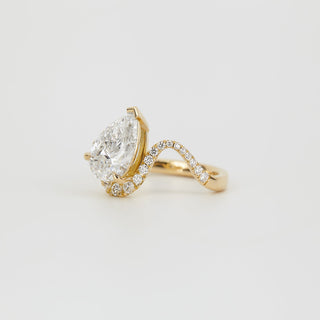1.81 - 3.0 CT Pear Lab Grown Diamond Unique Engagement Ring