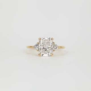 1.50-3.50 CT Elongated Cushion Lab Grown Diamond Three Stone Engagement Ring