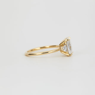 1.50-3.50 CT Elongated Cushion Lab Grown Diamond Three Stone Engagement Ring