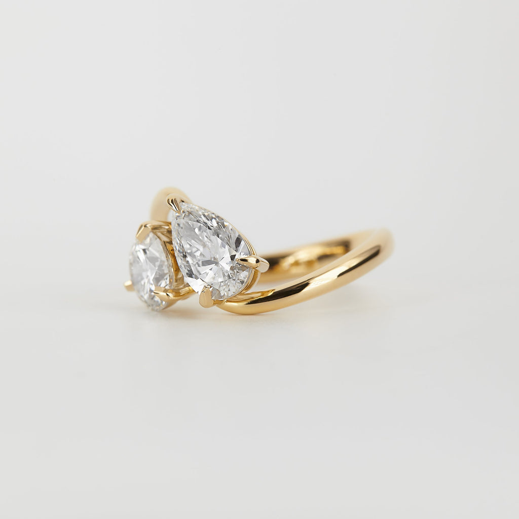 2.06 TCW Round & Pear Lab GrownDiamond Two Stone Engagement Ring