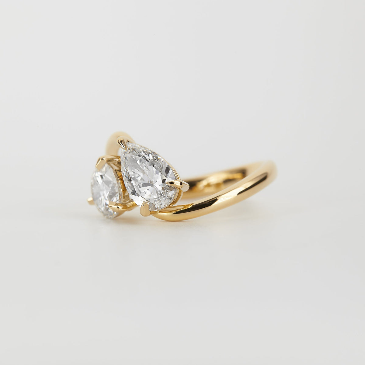 2.06 TCW Round & Pear Lab GrownDiamond Two Stone Engagement Ring
