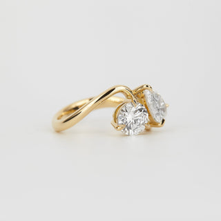 2.06 TCW Round & Pear EF- VVS Diamond Two Stone Engagement Ring