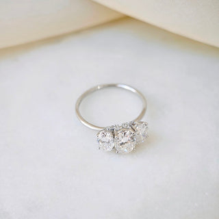 1.0 CT Oval Cut Three Stone Style Moissanite Engagement Ring