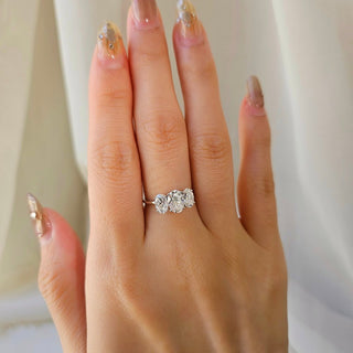 1.0 CT Oval Cut Three Stone Style Moissanite Engagement Ring