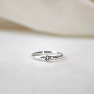 0.10 CT Round Bezel Solitaire Moissanite Engagement Ring