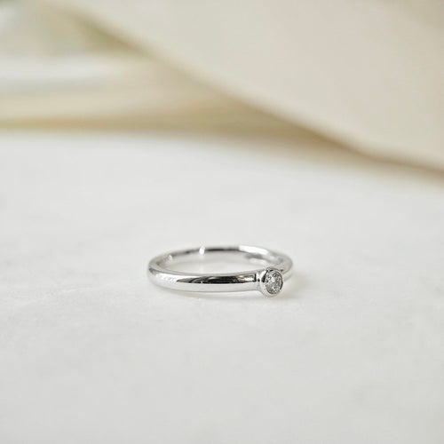 0.10 CT Round Bezel Solitaire Moissanite Engagement Ring