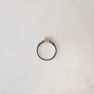 0.51 CT Round & Baguette Three Stone Moissanite Engagement Rin