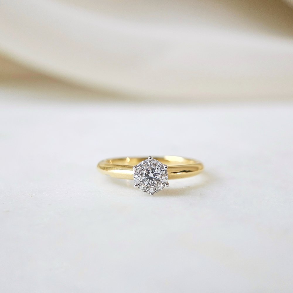 0.14 CT Round Solitaire Moissanite Engagement Ring
