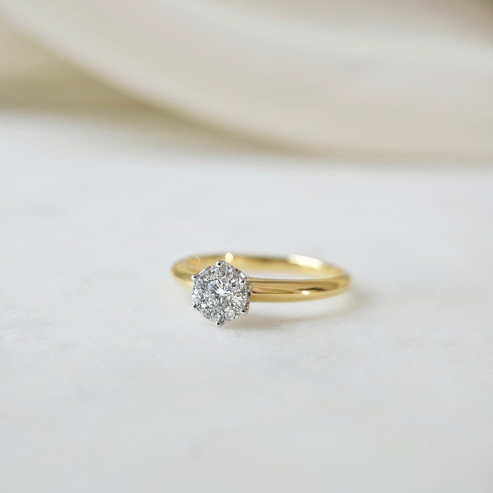 0.14 CT Round Solitaire Moissanite Engagement Ring
